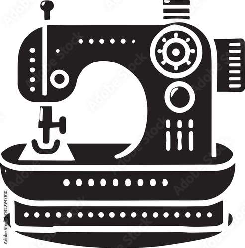 sewing machine and needle silhouette vector, sewing machine and needle vector illustration, sewing machine and needle logo vector, sewing machine and needle silhouette vector black and white