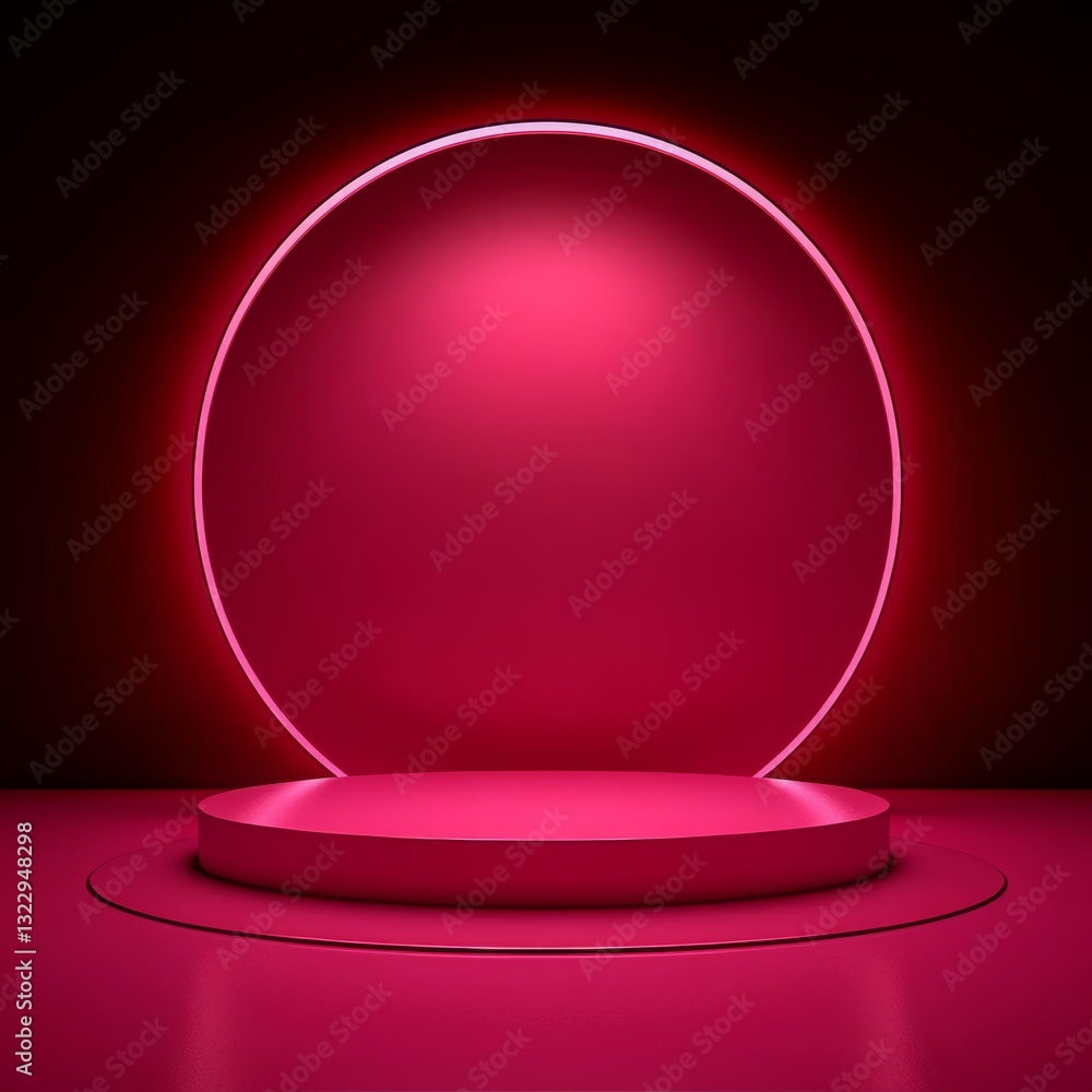 Podium display, a platform with radiant neon lights, a showcase stage to present and celebrate an elegant scene with radiant and vibrant shades Podium display, a platform with radiant neon lights, a showcase stage to present and celebrate an elegant scene with radiant and vibrant shades