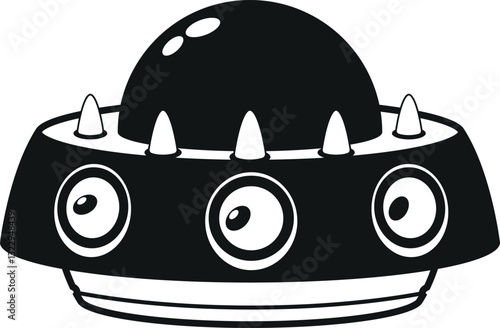 Futuristic alien space ship black-and-white