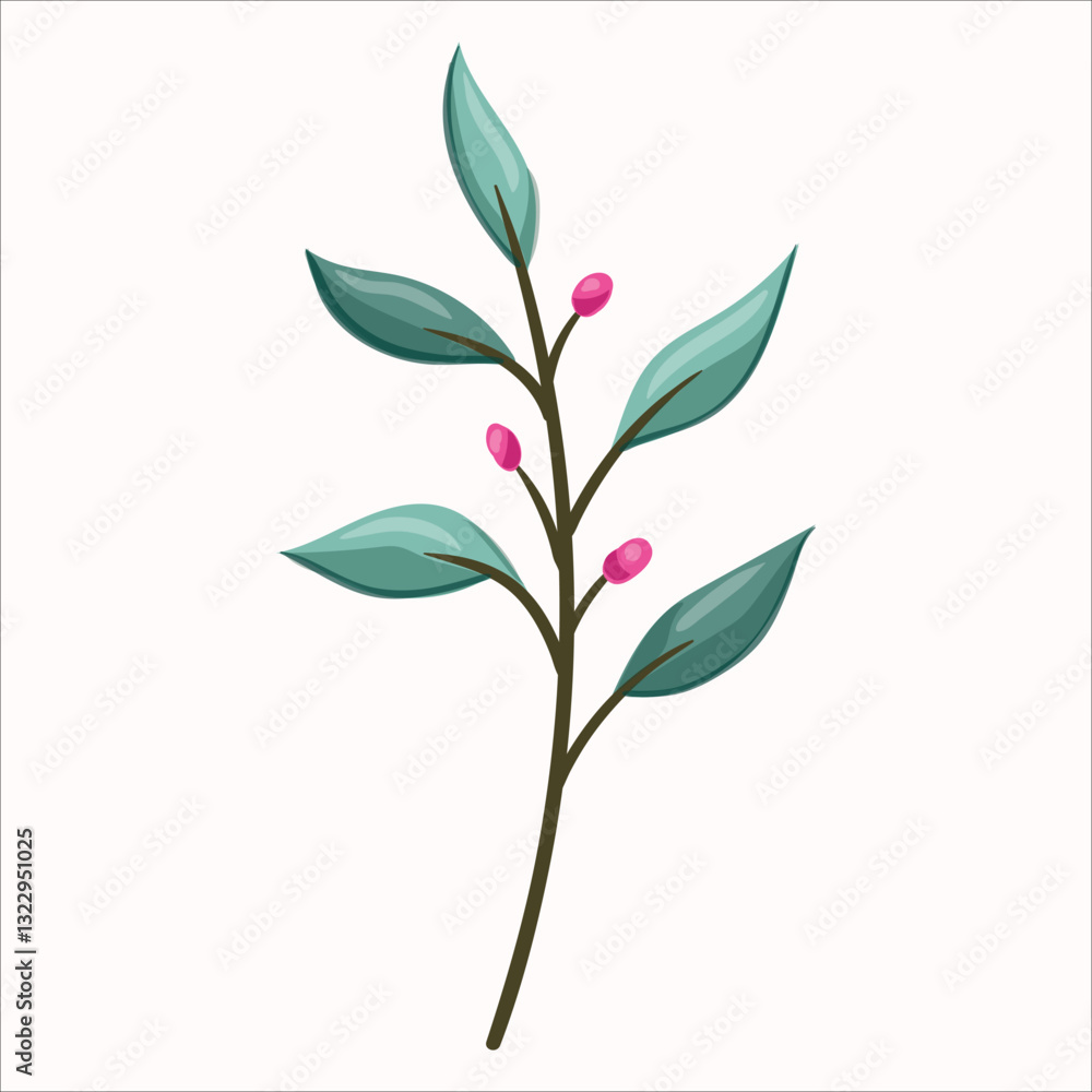 Fototapeta premium Elegant Hand-Drawn Magenta Floral Elements