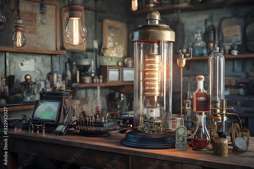Futuristic Steampunk Communication Network Alchemy Gadget Futuristic Steampunk Communication Network Alchemy Gadget