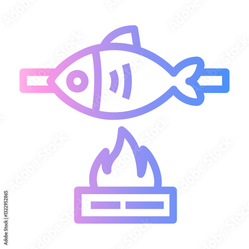 fish Line Gradient Icon