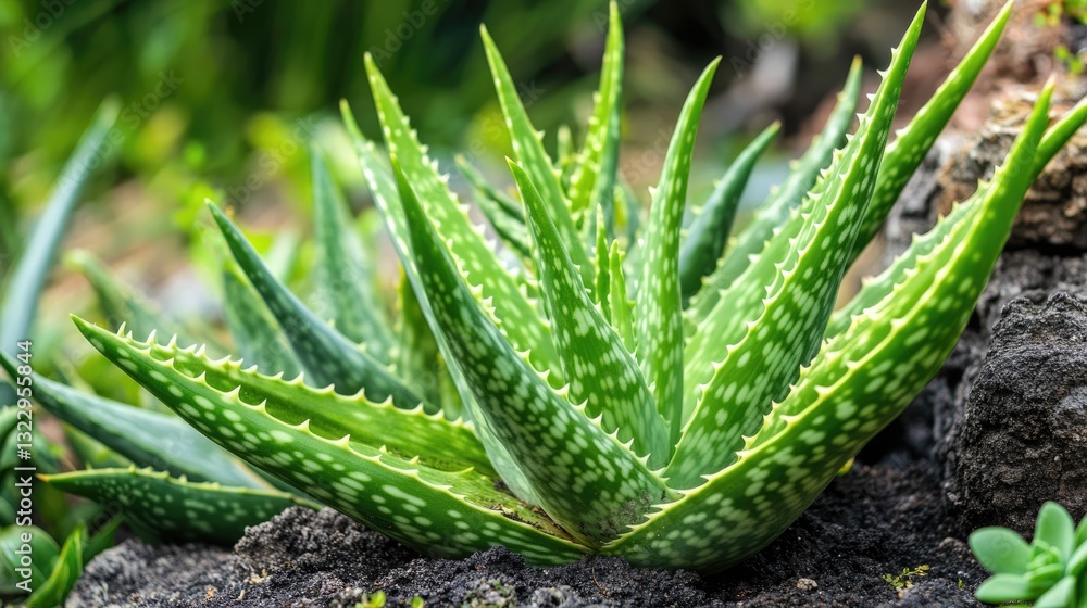 Fototapeta premium Closeup of Aloe Vera Plant in a Garden
