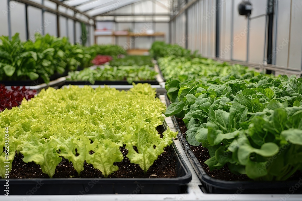 Vibrant Rows of Leafy Greens Showcase Diverse Varieties in a Lush Garden Setting During the Day Vibrant Rows of Leafy Greens Showcase Diverse Varieties in a Lush Garden Setting During the Day