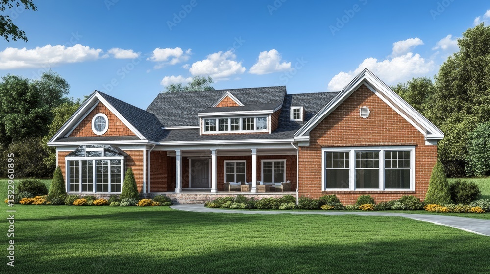 A 3D drawing of a house design.
A 3D drawing of a house design.
