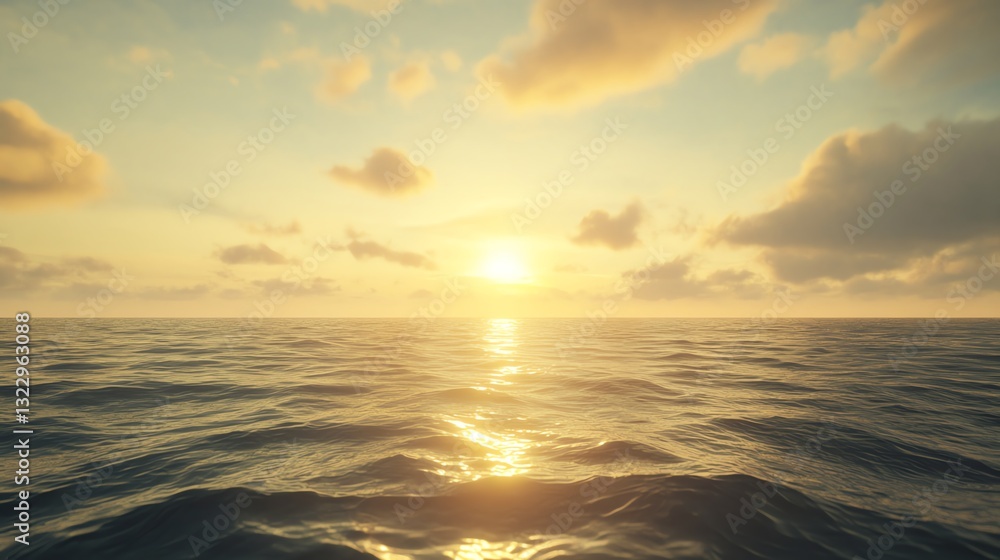 Obraz premium A peaceful Sunrise over the sea, golden light shimmering on gentle ocean waves