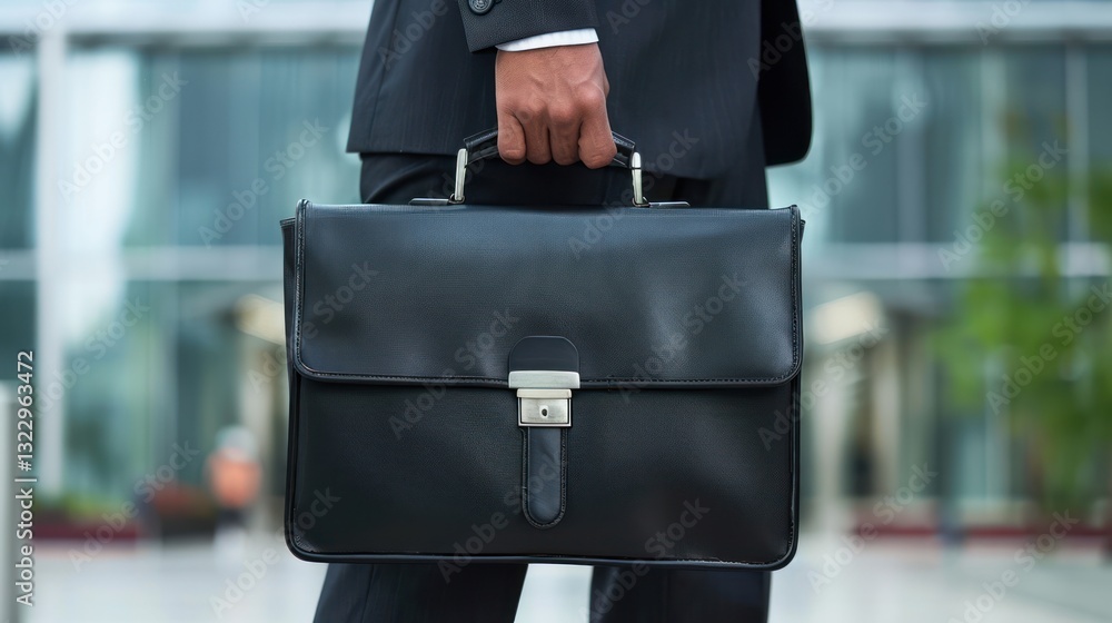 A person in business attire holding a briefcase. A person in business attire holding a briefcase.