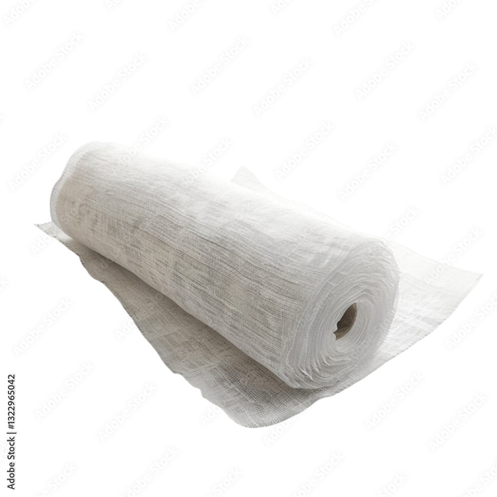 Fototapeta premium Gauze Roll 3D Rendered Isolated on Transparent Background