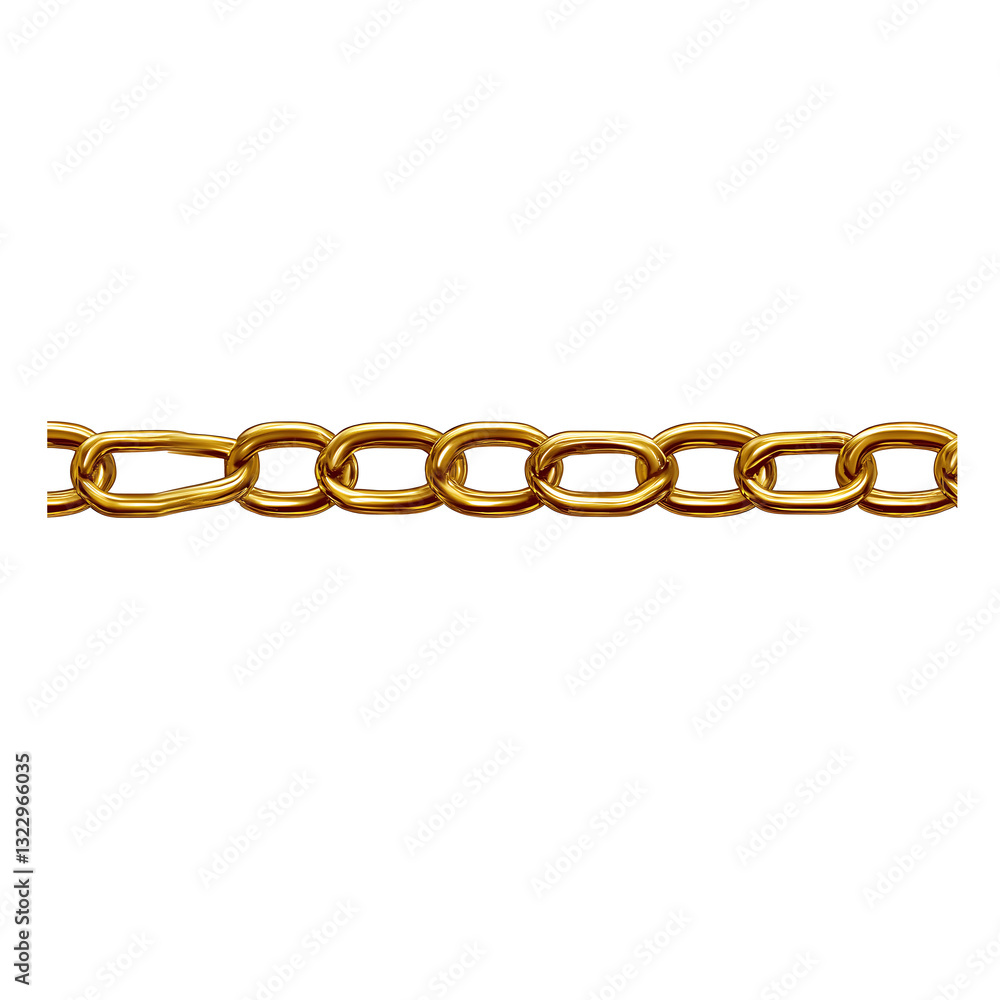 Obraz premium A thick gold link chain on transparent background ,