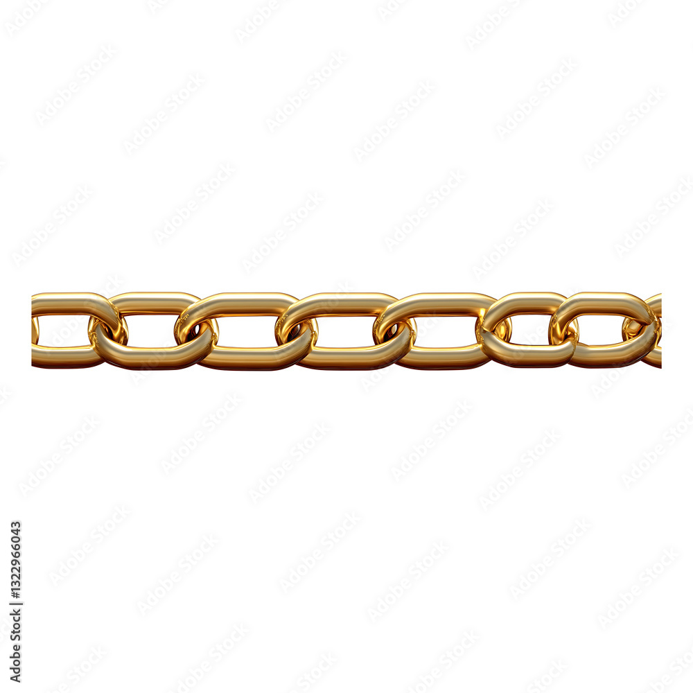 Fototapeta premium A thick gold link chain on transparent background ,