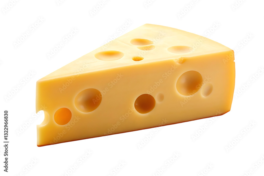 A wedge of Swiss cheese with holes. A wedge of Swiss cheese with holes.
