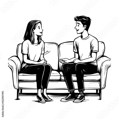 Silhouette of a Couple Relaxing Together on a Sofa: A Romantic Scene