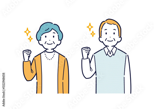 目標を見据える元気な高齢者のイラスト