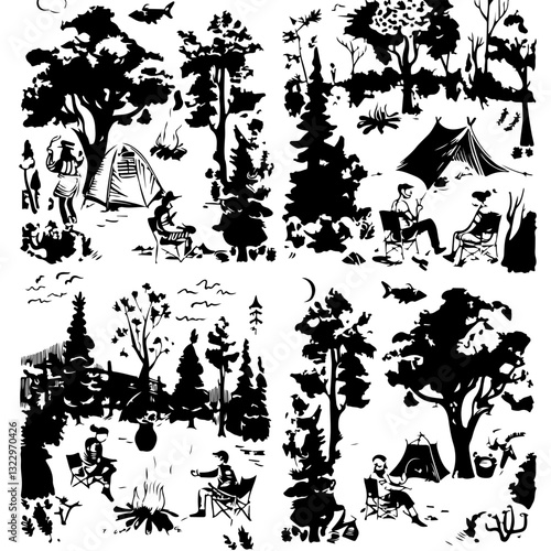 Camping Vector,
Outdoor Silhouettes,
Nature Clipart,
Camping Graphics,
Adventure Icons,
Tent Silhouette,
Hiking Clipart,
Campfire Vector,
Wilderness Vector,
Camping Elements,
Adventure Graphics,