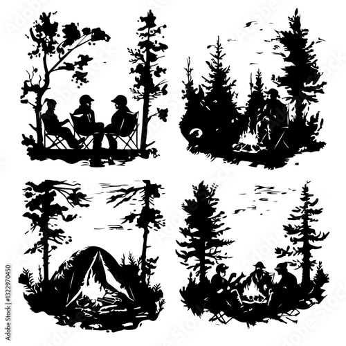 Camping Vector,
Outdoor Silhouettes,
Nature Clipart,
Camping Graphics,
Adventure Icons,
Tent Silhouette,
Hiking Clipart,
Campfire Vector,
Wilderness Vector,
Camping Elements,
Adventure Graphics,