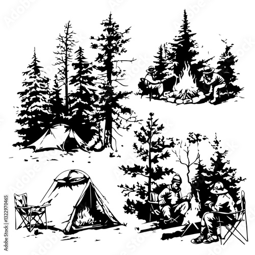 Camping Vector,
Outdoor Silhouettes,
Nature Clipart,
Camping Graphics,
Adventure Icons,
Tent Silhouette,
Hiking Clipart,
Campfire Vector,
Wilderness Vector,
Camping Elements,
Adventure Graphics,