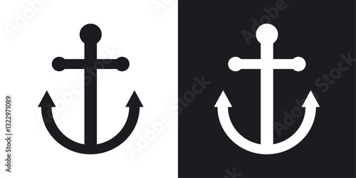 Anchor vector icon set in solid style.