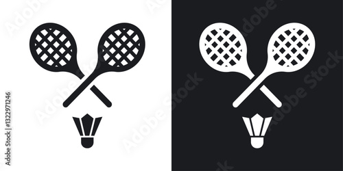 Badminton vector icon set in solid style.