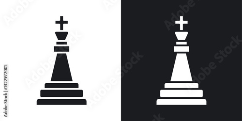 Chess king vector icon set in solid style.