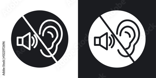 Ear deaf vector icon set in solid style.