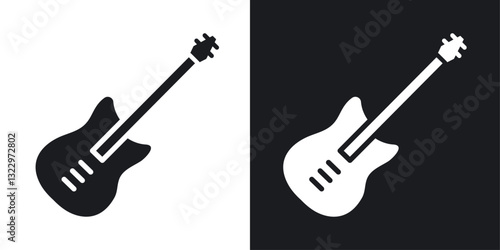 Electric Guitar vector icon set in solid style.