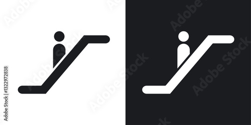 Escalator vector icon set in solid style.