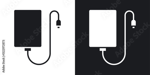 External hard drive vector icon set in solid style.