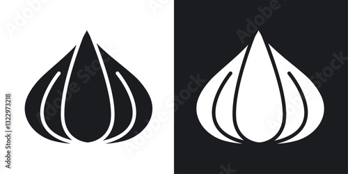 Garlic vector icon set in solid style.