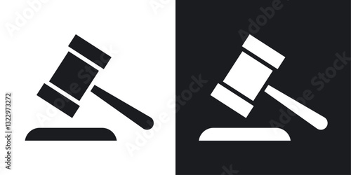 Gavel vector icon set in solid style.