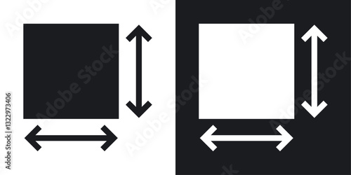Height and width vector icon set in solid style.