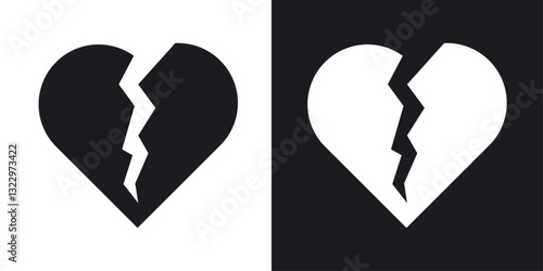 Heart Crack vector icon set in solid style.