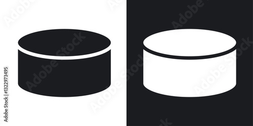 Hockey puck vector icon set in solid style.