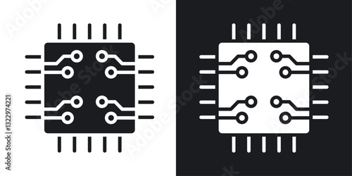 Microchip vector icon set in solid style.