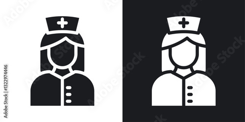 nurse vector icon set in solid style.