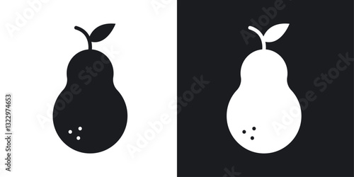 Pear vector icon set in solid style.