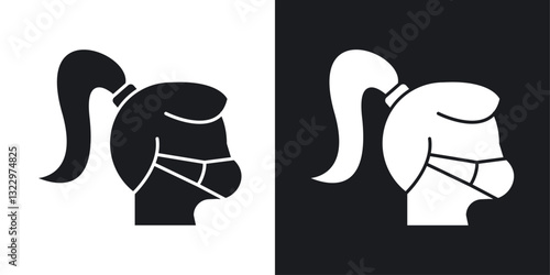 Person in mask vector icon set in solid style.