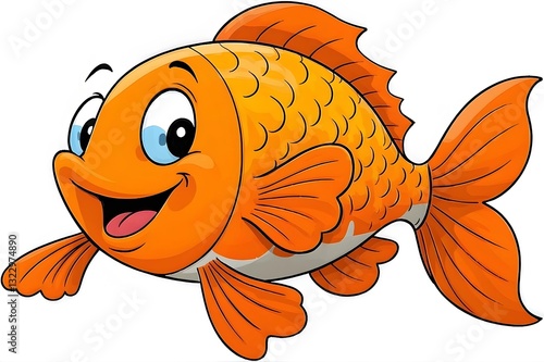 A smile cartoon goldfish or gold fish character