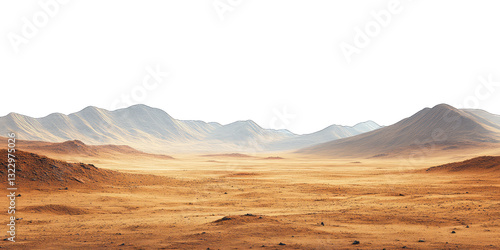 Mars-like desert landscapes with golden orange mountains and sand dunes, cut out. Extraterrestrial terrain visualization for science fiction and space concepts.Dramatic 3D rendered environment with ba