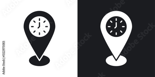Real time location vector icon set in solid style.