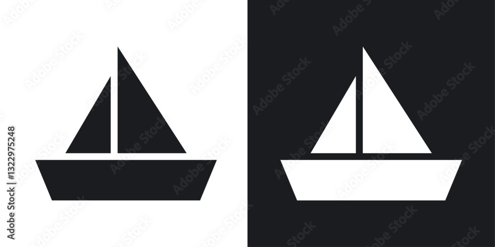 Sailboat vector icon set in solid style. Sailboat vector icon set in solid style.