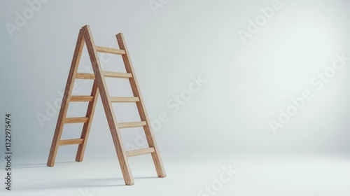 Ladder of ambition reaching towards success in a minimalist space