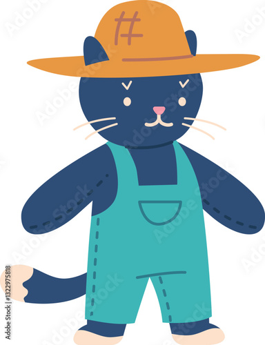 Cute cat plush toy vector illustration