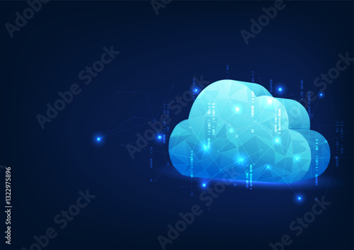 Cloud computing technology background with circuit lines around it, representing the technology of electronic data storage via the Internet, which has a data center infrastructure and privacy system.