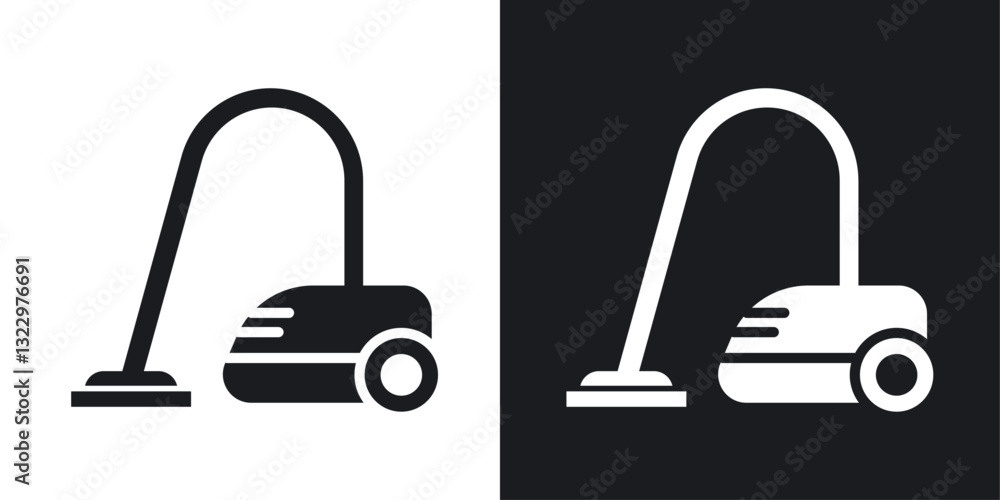 Vacuum cleaner vector icon set in solid style. Vacuum cleaner vector icon set in solid style.