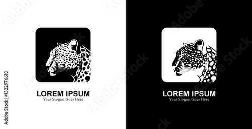 cheetah head logo design combined with square shape