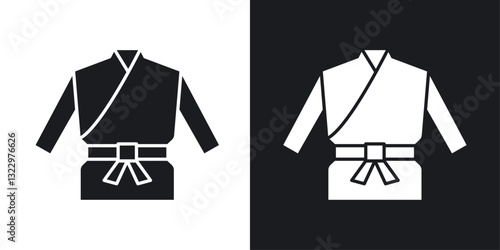 Uniform martial art vector icon set in solid style.