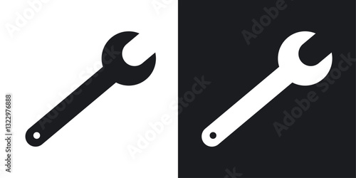 Wrench vector icon set in solid style.