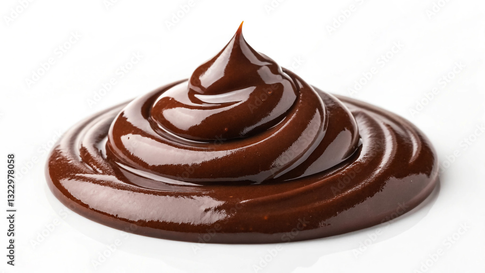 Swirl of Chocolate Sauce on White Background Swirl of Chocolate Sauce on White Background