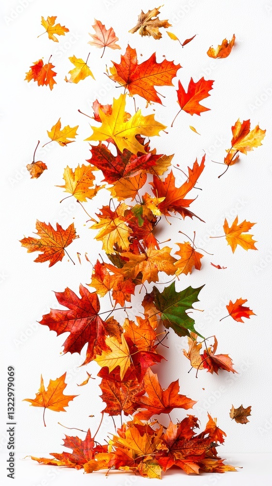 Falling autumn leaves natural scene photography colorful environment vertical view seasonal concept Falling autumn leaves natural scene photography colorful environment vertical view seasonal concept