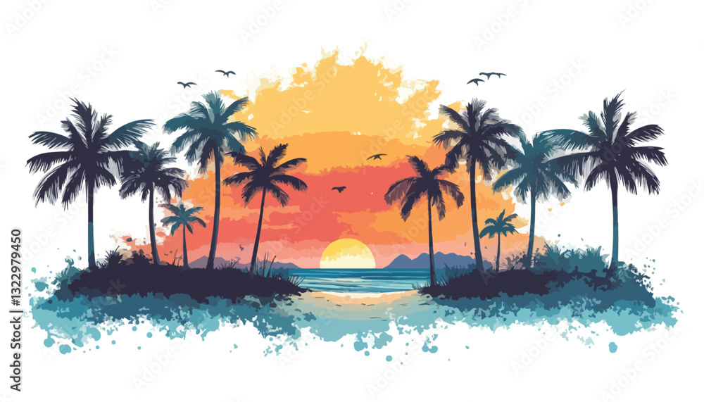 Obraz premium tropical beach vector illustration